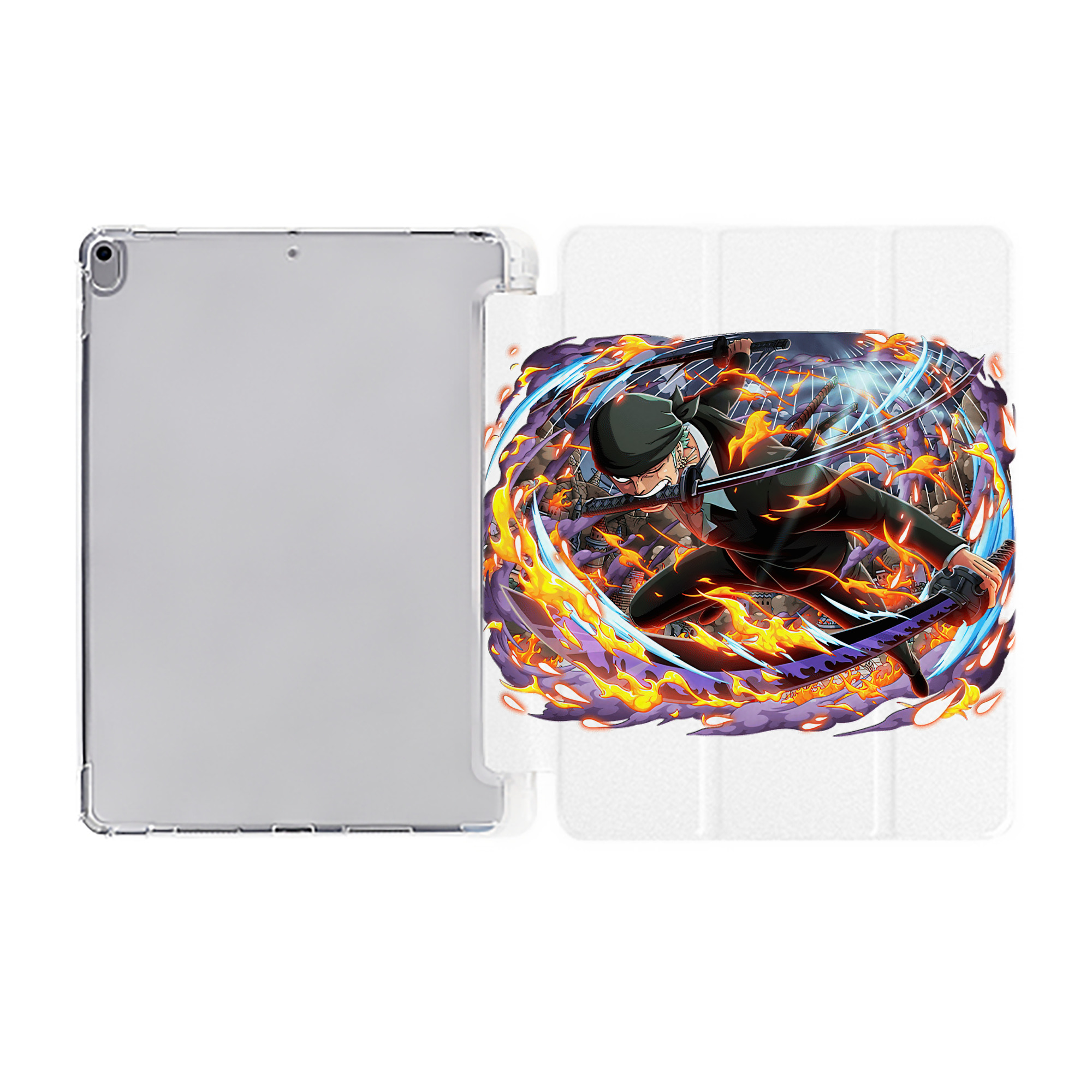 （画像用） ワンピース ロロノア・ゾロ ONE PIECE Roronoa Zoro IPad ケース ペン収納付き 三つ折りスタンド PUレザー×シリコン 対応機種9.5/10.5/10.9インチ